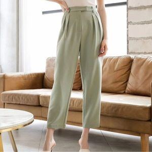 Everly Pistachio Cuffed Trousers - M / HoneyDew